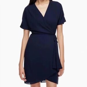 Aritzia Babaton Wallace Wrap Dress Black 33950